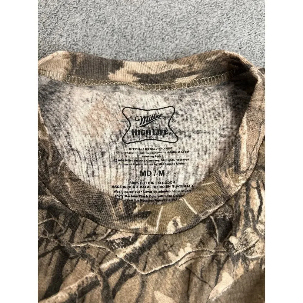 Miller High Life Camo Hunting T-Shirt Men's Medium Pheasant Graphic